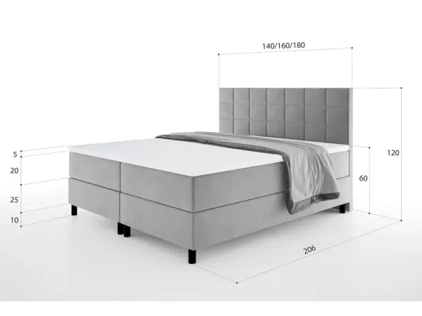 ALMA A1 łóżko  kontynentalne 140x200