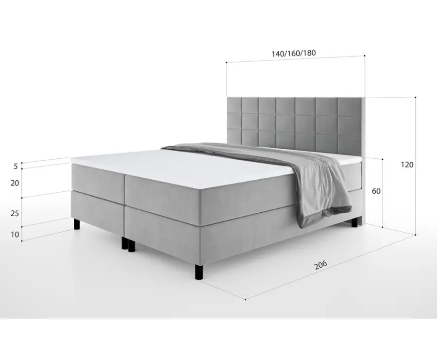 ALMA A1 łóżko  kontynentalne 180x200