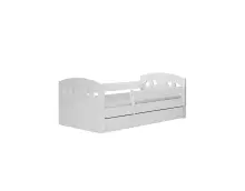 GABI śliczne białe łóżko dla dziewczynki 80x140 z barierką i  szufladą