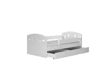 GABI śliczne białe łóżko dla dziewczynki 80x160 z barierką i  szufladą