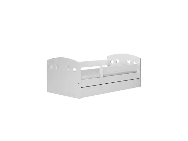 GABI śliczne białe łóżko dla dziewczynki 80x140 z barierką i  szufladą