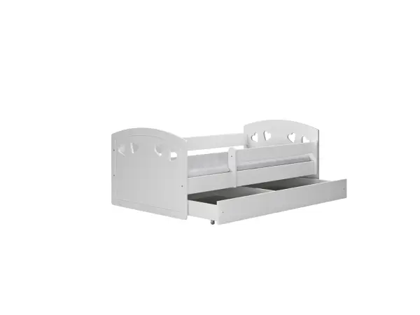 GABI śliczne białe łóżko dla dziewczynki 80x180 z barierką i  szufladą