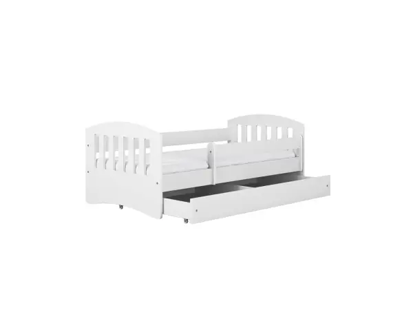 SONIC 1 białe łóżko dziecięce 80x140 z barierką i  szufladą