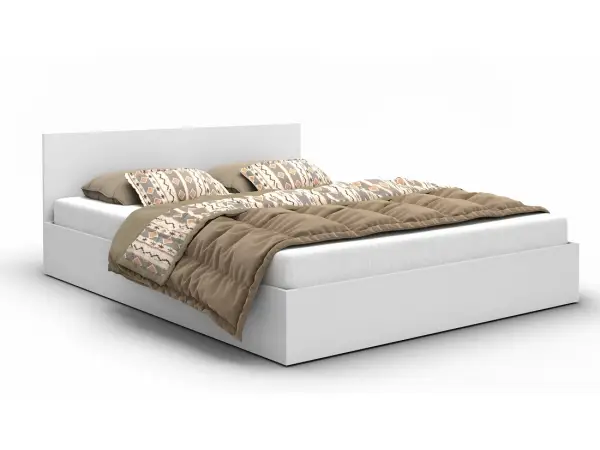 MONAKO białe łóżko dwuosobowe 140x200 ze stelażem