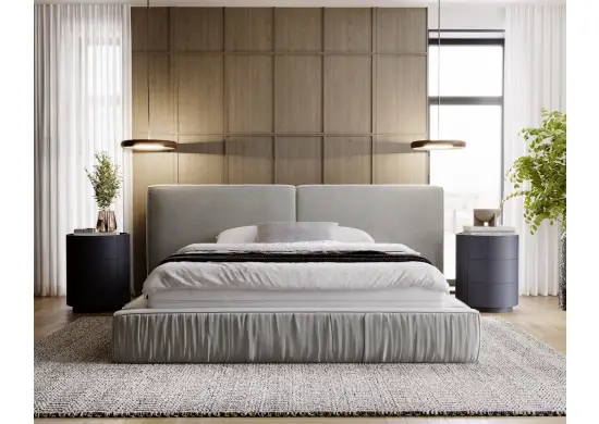 ANABEL eleganckie łóżko tapicerowane 160 x 200 z pojemnikiem i stelażem
