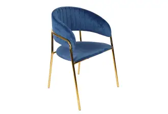 ARIANA krzesło tapicerowane aksamitną tkaniną velvet w granatowym kolorze, metalowy stelaż w kolorze złotym