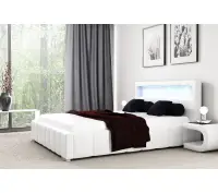 PRATO T3 łóżko tapicerowane z LED 160x200 ze stelażem i pojemnikiem