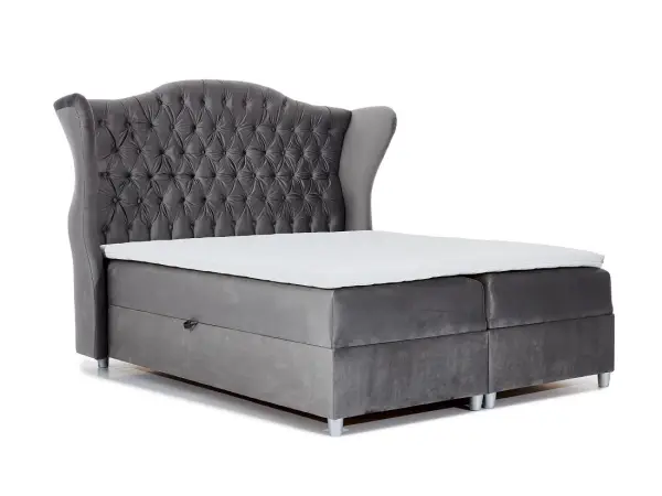 PRATO K20 romantyczne łóżko kontynentalne 160x200 z pojemnikiem, zagłowie chesterfield