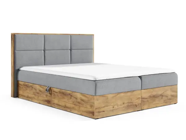 PRATO K11 dwuosobowe łóżko kontynentalne 140x200 z pojemnikiem, drewniana skrzynia