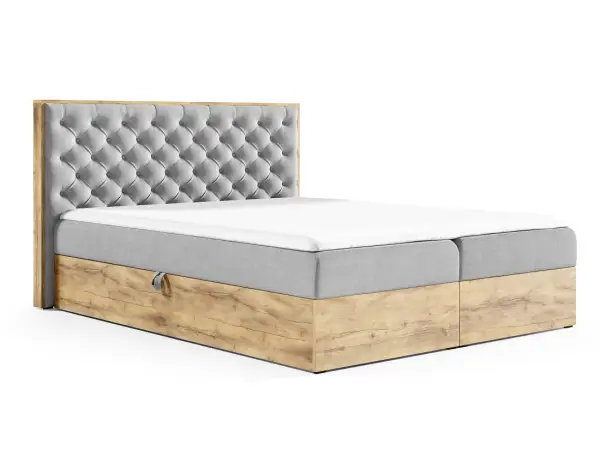 PRATO K12 łóżko kontynentalne 200x200  z pojemnikiem, drewniana skrzynia, pik chesterfield