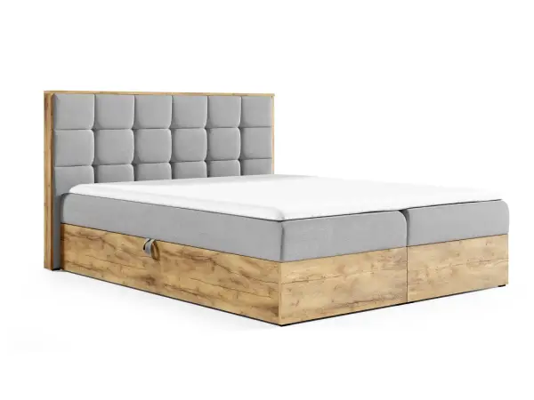 PRATO K10 łóżko kontynentalne 140x200 z pojemnikiem, drewniana skrzynia