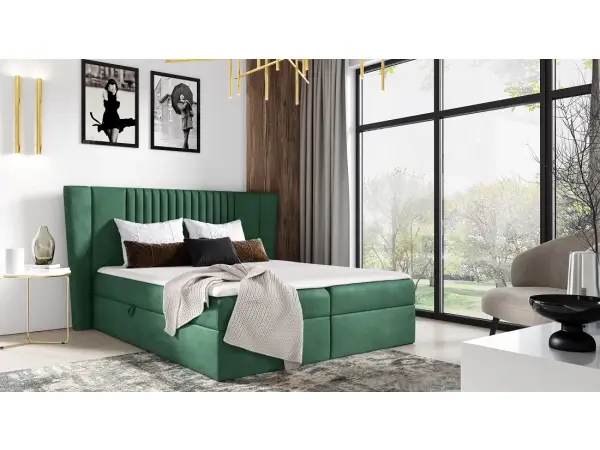 PRATO K6 eleganckie łóżko kontynentalne 160x200, duże zagłowie