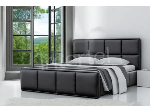 PRATO T5 łóżko tapicerowane 200x200 ze stelażem i pojemnikiem, wysokie zagłowie