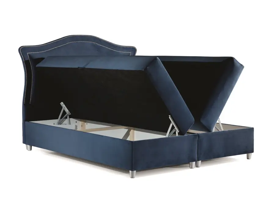 PRATO K22 stylowe łóżko kontynentalne 140x200 z pojemnikiem, srebrna tasiemką pineskowa