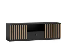 NICOLE N9 szafka RTV 140, 2-drzwiowa z szufladą czarna / lamele artisan