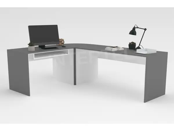 OFFICE BN biurko narożne szary z białym