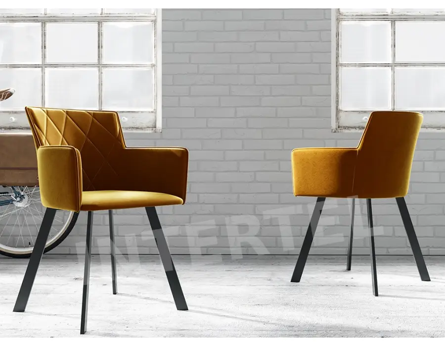 Komplet dwóch nowoczesnych krzeseł MODERN M4 z przeszyciami karo