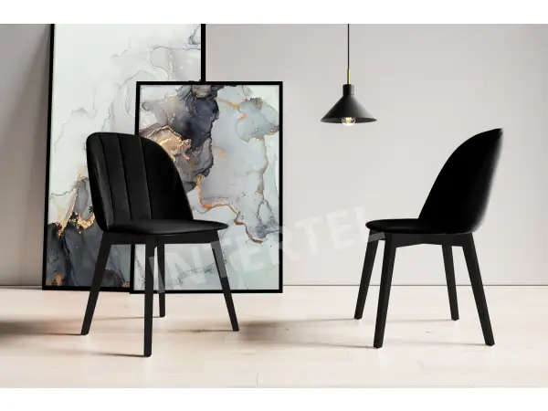 Zestaw 4 osobowy: stół blat biały połysk MODERN M24 i krzesła MODERN M20 czarna podstawa stołu i krzeseł