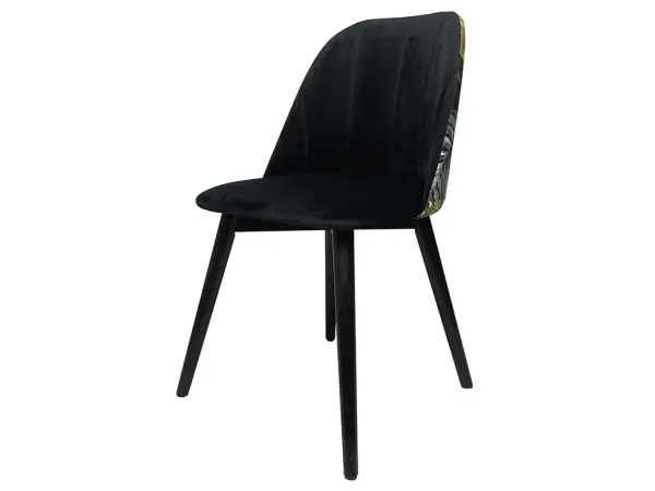 MODERN M39 krzesło tapicerowane siedzisko i oparcie czarne, plecy krzesła w kwiaty