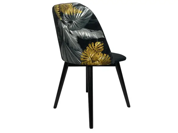 MODERN M39 krzesło tapicerowane siedzisko i oparcie czarne, plecy krzesła w kwiaty