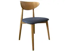 OD RĘKI ! MODERN M33 drewniane krzesło w kolorze dąb jasny z tapicerowanym siedziskiem w szarej tkaninie Bluvel 14