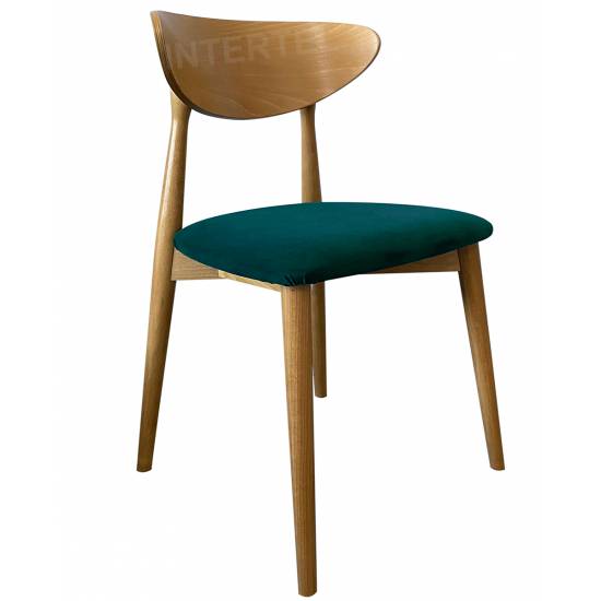 MODERN M33 krzesło dąb jasny, tkanina Riviera 38 butelkowa zieleń