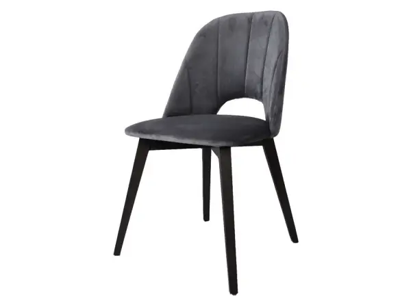MODERN M21 czarne drewniane krzesło tapicerowane w tkaninie Bluvel 14 szary