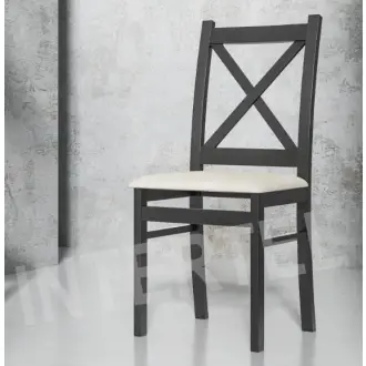 OD RĘKI ! SKANDI czarne drewniane krzesło z tapicerowanym siedziskiem w tkaninie Casablanca 2314 szary