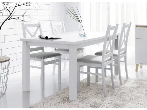Biały zestaw 4 osobowy: stół 80x120 i krzesła SKANDI casablanca 2314
