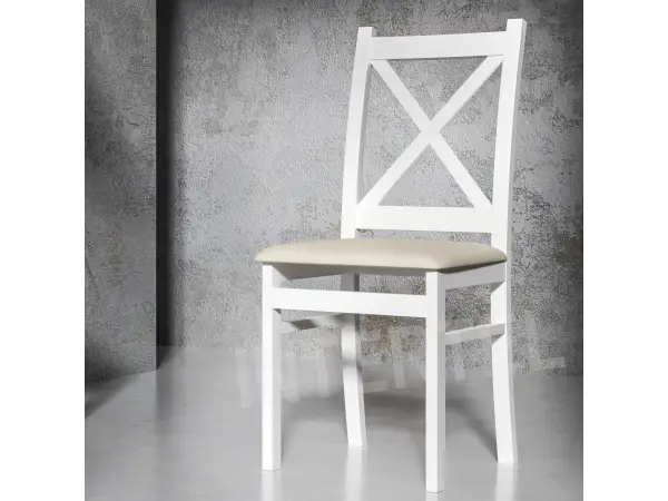 OD RĘKI ! Białe krzesło SKANDI z tapicerowanym siedziskiem w tkaninie Bluvel 78 butelkowa zieleń