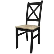 OD RĘKI ! Czarne drewniane krzesło SKANDI z siedziskiem w kolorze craft złoty