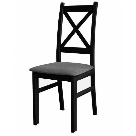 Czarne drewniane krzesło SKANDI z tapicerowanym siedziskiem