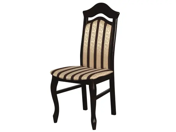 OD RĘKI ! WIKTORIA krzesło w kolorze orzech ciemny w tkaninie w klasyczne pasy Lira brąz