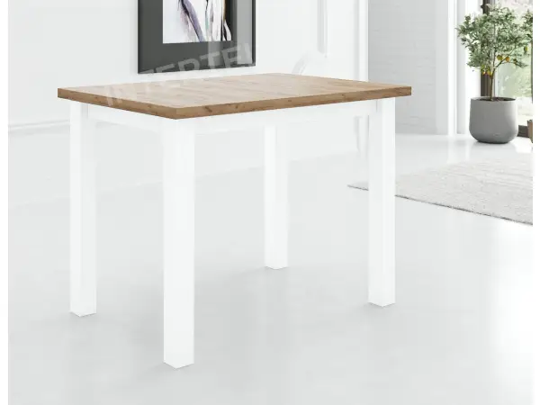 Stół rozkładany LAMARENTO 80x150-190 laminat podstawa biała blat kraft  złoty