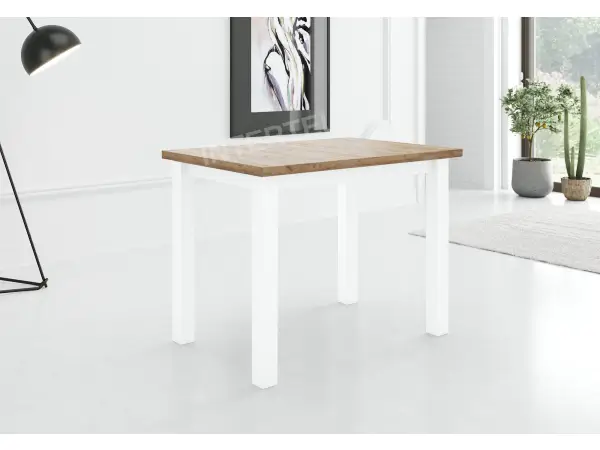 Stół rozkładany LAMARENTO 80x150-190 laminat podstawa biała blat kraft  złoty