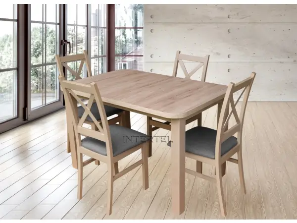 FERDI  stół 80x150-190 + 4x krzesła SKANDI