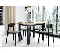 Nowoczesny zestaw 4-osobowy do jadalni stół SZTOKHOLM 70x100 i czarne krzesła MODERN M33