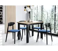 Nowoczesny zestaw 4-osobowy do jadalni stół SZTOKHOLM 70x100 i czarne krzesła MODERN M33