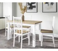 Zestaw 4 osobowy : stół 70x100 LAMARENTO i krzesła OLAF siedzisko drewno lefkas / biały