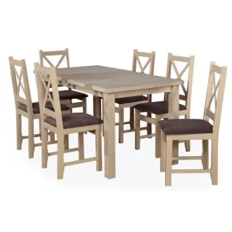 Zestaw: stół LARGO 80x150-190 cm i 6x krzesło SKANDI