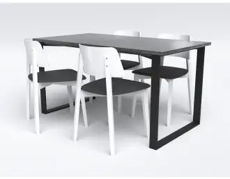 Zestaw 4 osobowy w stylu loft: stół MODERN M5 80x125 kolor beton i krzesła białe MODERN M26