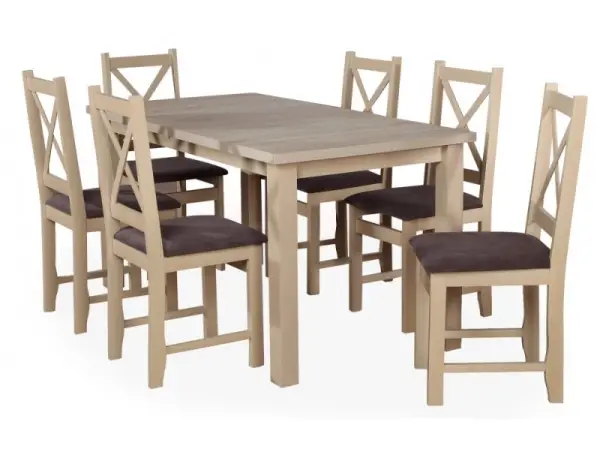 Zestaw: stół LARGO 80x150-190 cm i 6x krzesło SKANDI