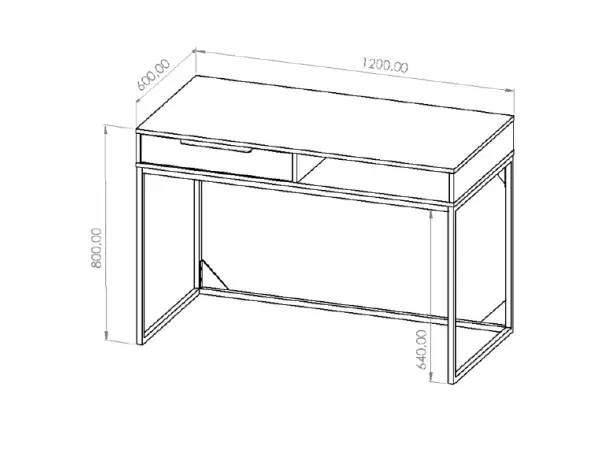 LANDRO LR-01 biurko z szufladą na metalowych nogach