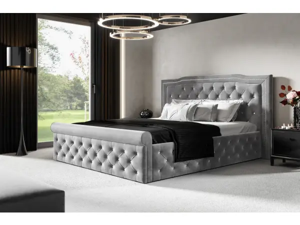 DUBAJ łóżko tapicerowane z pojemnikiem 200x200 stelaż metalowy