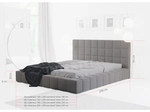 ROSE 3 łóżko tapicerowane 180x200
