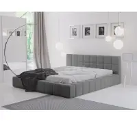 OD RĘKI ! ROSE 3A nowoczesne łóżko tapicerowane 160x200 z przeszyciami w szarej tkaninie Riviera 91