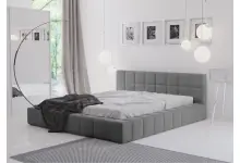 OD RĘKI ! ROSE 3A nowoczesne łóżko tapicerowane 160x200 z przeszyciami w szarej tkaninie Riviera 91