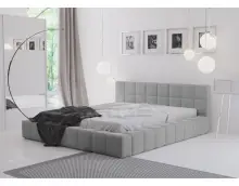 ROSE 3A nowoczesne łóżko tapicerowane 180x200 z przeszyciami w szarej tkaninie Riviera 91
