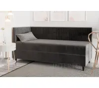 CARMEN 2M jednoosobowe łóżko tapicerowane 70x200 z materacem i pojemnikiem, dziecięce ozdobne cienkie pionowe pasy