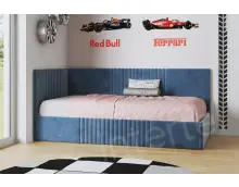 DYLAN SM 02 narożne, pojedyncze łóżko tapicerowane 90x200  pojemnik, stelaż metalowy, wysokie oparcie i zagłowie pionowe przeszycia